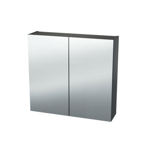 Nemo Spring Nebulo spiegelkast - 60x65x17.8cm - 1 deur - glazen leggers - met stopcontact - zonder schakelaar - enkelzijdige spiegeldeur - Onyx Grey SW637011