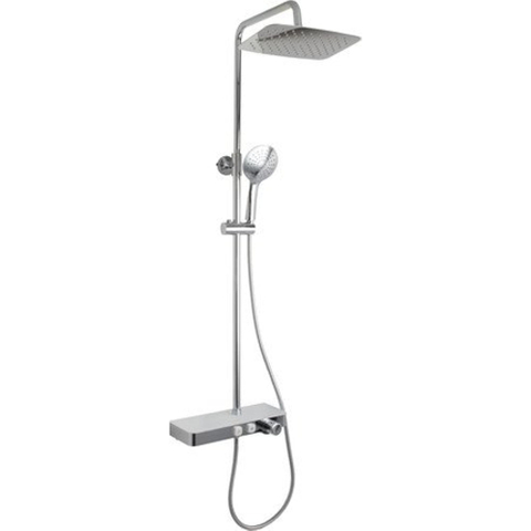 GO by Van Marcke Ivory ensemble de douche pluie apparent – thermostatique – douche de tête rectangulaire 30 cm – douchette – chrome SW242506