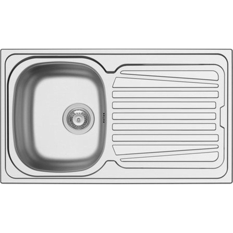 Go by Van Marcke Hypero évier 860 x 500 mm H92 mm avec 1 cuve acier inoxydable satiné siphon simple gain de place bonde avec trop-plein SW290529
