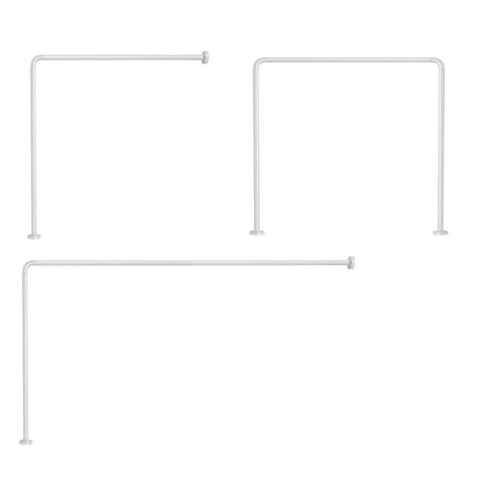 Gedy tringle de rideau de douche angle version D 25 mm aluminium blanc recoupable sur mesure configurations possibles 90x90cm 80x170cm ou 90x85x90cm SW283469