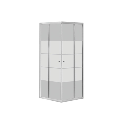 GO by Van Marcke Avis cabine de douche 90x90x185cm carré 2 portes coulissantes verre de sécurité clair 4mm avec bandes mates aluminium chromé SW292802