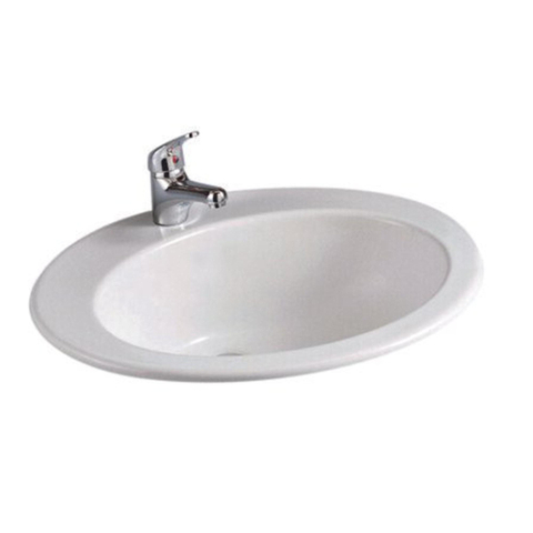 Nemo Start Star inbouwwastafel - 53x43.5x22.5cm - porselein - wit - ovaal - voorgeboord centraal kraangat SW285637