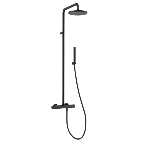 GO by Van Marcke Nero opbouw regendoucheset – thermostatisch – Ø25 cm hoofddouche – 2-standen handdouche – zwart mat SW369966
