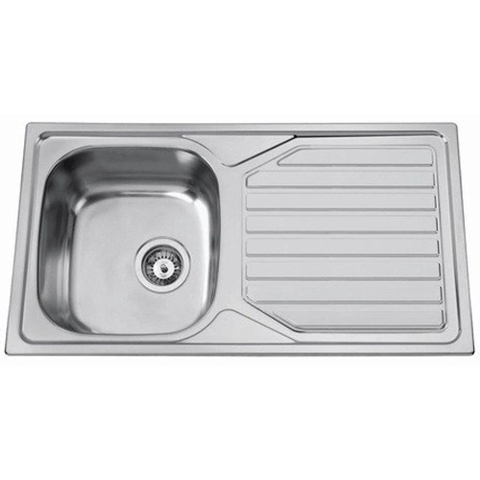 Nemo Start Médoc - 86x50cm - inbouwspoeltafel - roestvrijstaal gepolijst dikte 0.6mm - 1 bak - met afdruip - omkeerbaar SW288923