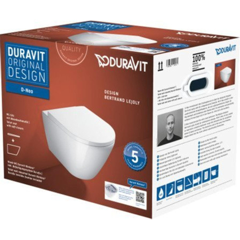 Duravit D-neo Wandclosetpack - met wandcloset - diepspoel - rimless - inclusief verborgen bevestiging - 37x54x40cm - met c - wit hoogglans SW544305