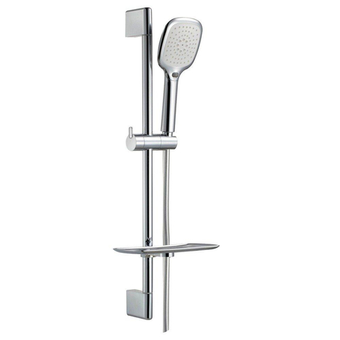 Nemo Spring Poggio douchestangset - compleet - 650mm - met bevestigingen - 3 jets - glijstuk - gladde kunststofflexibel - zeepbakje SW291701