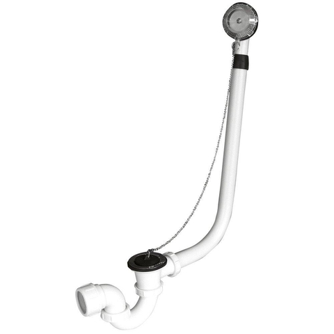 Go by Van Marcke garniture de baignoire avec bonde en caoutchouc et chaînette pour baignoires standard avec ouverture d'évacuation D 52 mm avec rosace chromée avec raccord D 40 mm SW289479