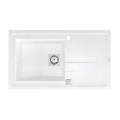 GO by Van Marcke Molto inbouwspoeltafel composiet met 1 bak met afdruip 860 x 500 mm met vierkante manuele plug omkeerbaar wit OUTLETSTORE STORE34485