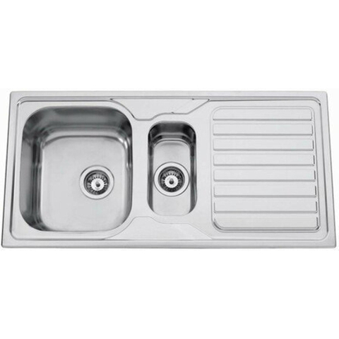 Nemo Start Médoc - 100x50cm - inbouwspoeltafel - roestvrijstaal gepolijst dikte 0.6mm - 1.5 bakken - met afdruip - omkeerbaar SW288999