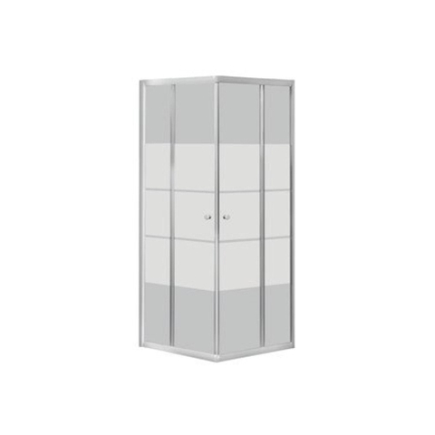 GO by Van Marcke Avis cabine de douche 90x90x185cm carré 2 portes coulissantes verre de sécurité clair 4mm avec bandes mates aluminium chromé SW292802