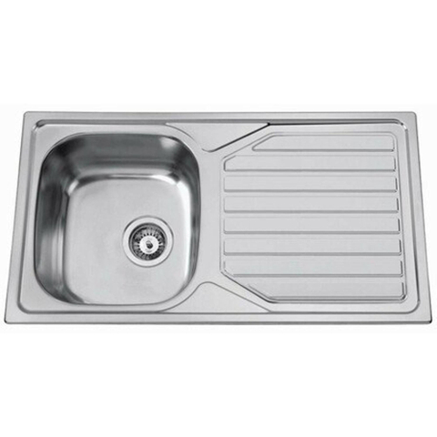 Nemo Start Médoc - 86x50cm - inbouwspoeltafel - roestvrijstaal gepolijst dikte 0.6mm - 1 bak - met afdruip - omkeerbaar SW288923