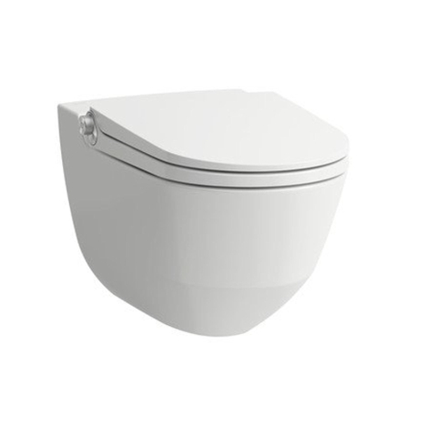 Laufen Riva Pack WC japonais cuvette murale sans bride à fond creux avec abattant frein de chute et déclipsable 39.5x60cm Blanc mat SW224214