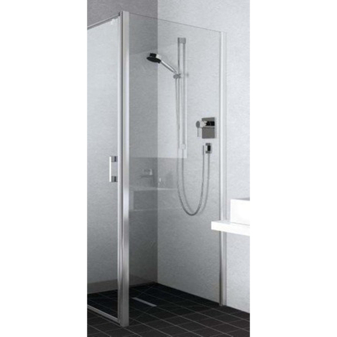 Kermi Liga zijwand voordouchebak 90x200cm mat-zilver profiel en helder glas 1010283