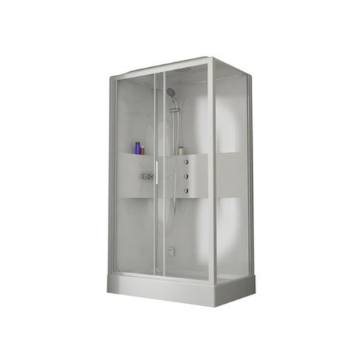 Nemo Spring Lilou Hamam douchecabine - 120x80cm - Hydro + stoom - omkeerbaar - met inbouwkraan - 1 schuifdeur - in polystyreen 4mm glanzend SW290191