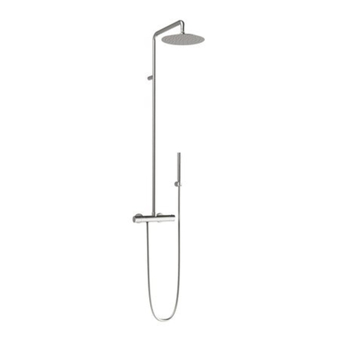 GO by Van Marcke Nero opbouw regendoucheset – thermostatisch – Ø25 cm hoofddouche – handdouche met omstel – nikkel geborsteld SW656652