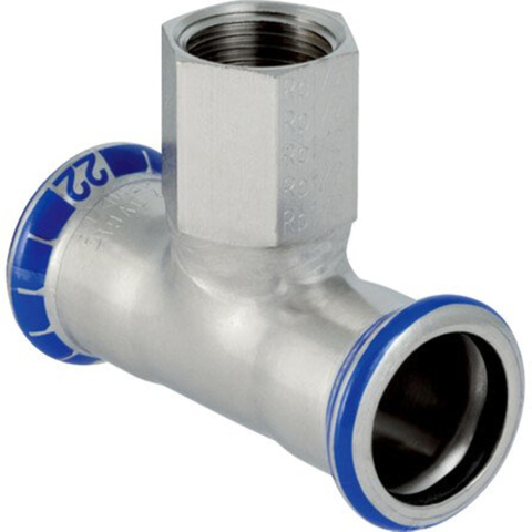 Geberit Mapress persfitting - inox - water - T-stuk - met binnendraad - pers - F - pers - 22-1/2-22 SW284823