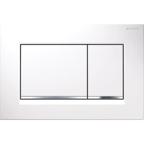 Geberit Sigma20 bedieningsplaat - 2-toets spoeling - rechthoekige knoppen - wit/glans chroom/wit - dualflush - glans wit SW61798