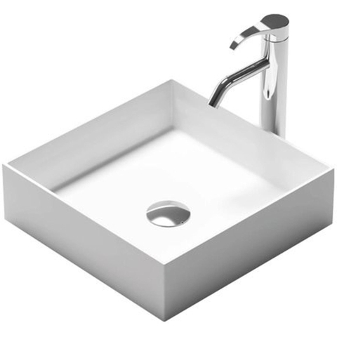 Nemo Stock Collection Java Style opbouwwastafel - 38x38x11cm - vierkant - solid surface - mat wit SW287377