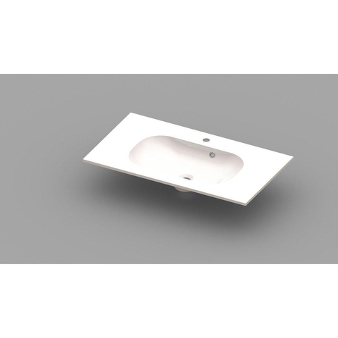Nemo Spring Ovum geïntegreerde tablet - 90x50x20cm - met 1 verzonken wastafel - afvoergat D 45mm - voorgeboord kraangat 35 - overloop - meubelwastafel - wit kunstmarmer SW294908