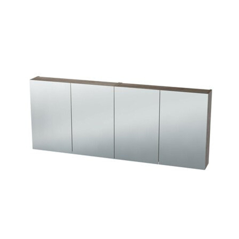 Nemo Spring Nebulo armoire de toilette luxe - 140x65x17.8cm - 4 portes miroir doubles - étagères en verre - avec prise - sans interrupteur - couleur : H1398 ST10 Chêne Riverside Clair SW636979