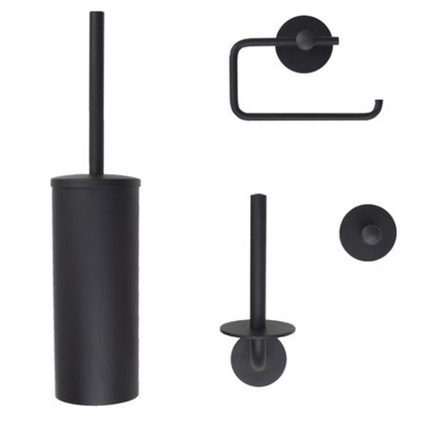 Nemo Spring Nero toiletaccessoireset - toiletborstelset - toiletrolhouder - reserverolhouder - mat zwart SW401558