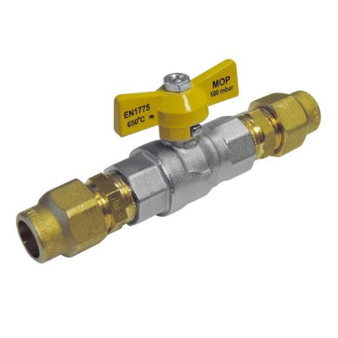 Go by Van Marcke gasbolkraan voor aardgas en LPG Ø15mm x Ø15mm mat verchroomd SW286809