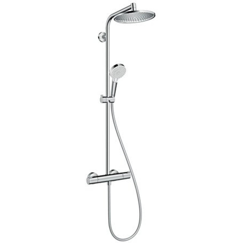 Hansgrohe Crometta s 240 - 1jet - showerpipe: - met Ecostat - 1001 CL douchekraan thermostatischHOH=15cm - met S - 24 - thermostaat - hoogglans chroom SW73210