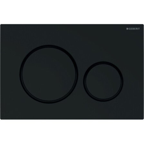 Geberit sigma20 bedieningplaat - 2-toets spoeling - frontbediening voor toilet - 24.6x16.4cm - plaat zwart glans & ring zwart mat SW420725
