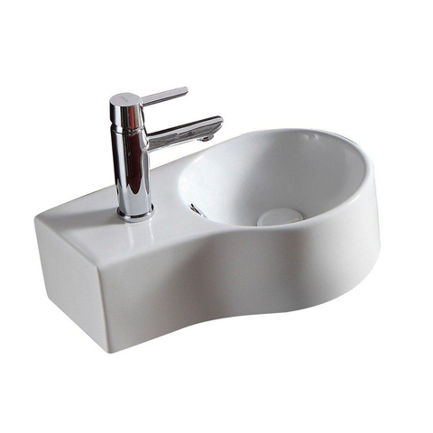 Nemo Spring Bali II handwasbakje - 44x27.5cm - wandmontage - porselein - wit - afvoergat D45mm - doorgestoken kraangat links D35 SW286341
