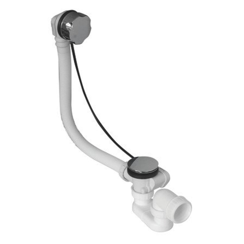 Go by Van Marcke garniture de baignoire automatique avec commande rotative pour baignoires standard avec orifice d’évacuation D 52 mm avec set de finition chrome avec raccord D 40 mm SW288423