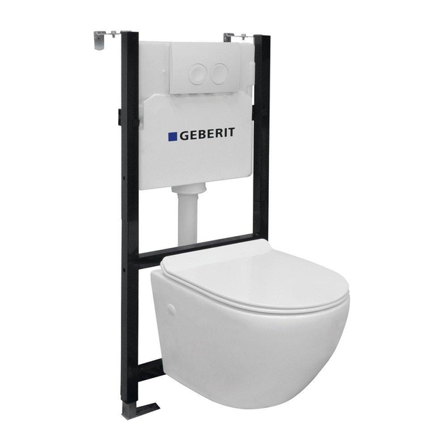 Nemo Go Aquaflow toiletset Spoelrandloos bestaande uit Geberit inbouwreservoir, met softclose toilet