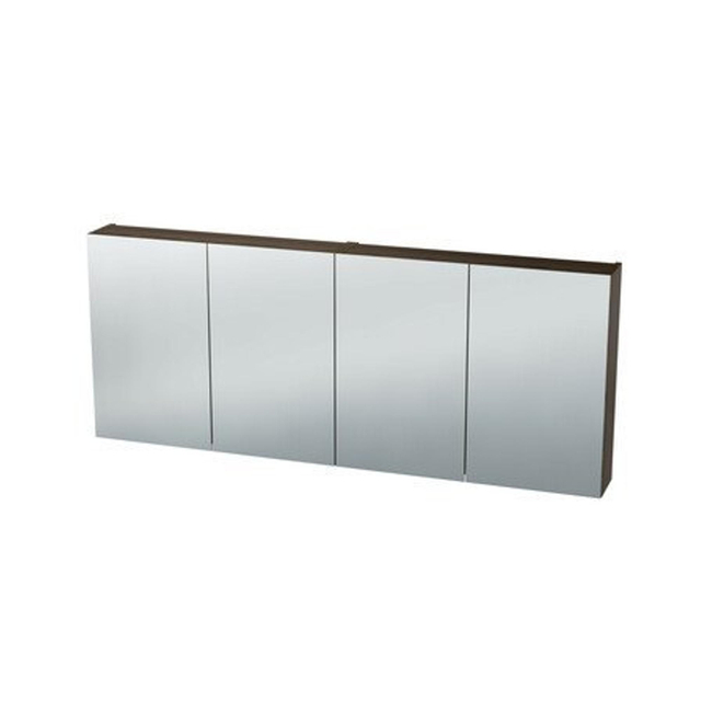 Nemo Go Nebulo Luxe spiegelkast B1600 x H650 x D178 4 deuren glazen leggers met stopcontact zonder schakelaar kleur H3710 ST9 Carini Walnut Natur 943977