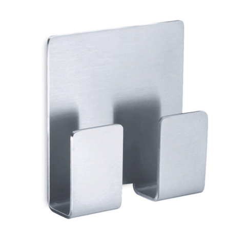 Zack Appeso dubbele handdoekhaak H5.8cm B5.5cm zelfklevend mat gesatineerd RVS SW23588