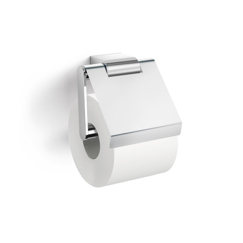 Zack Atore toiletrolhouder met klep 12.4x12.4x5.4cm RVS Chroom Glans SW223240