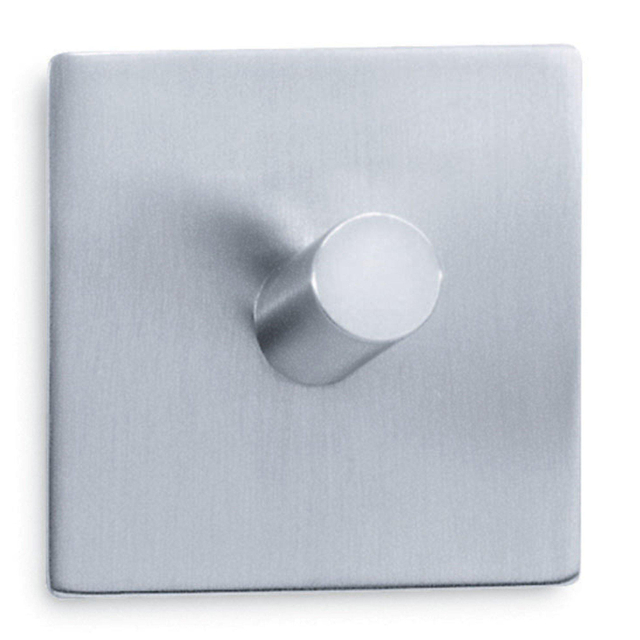Zack Peco Handdoekhaak 5x5cm Vierkant Zelfklevend Mat Geborsteld RVS 40205
